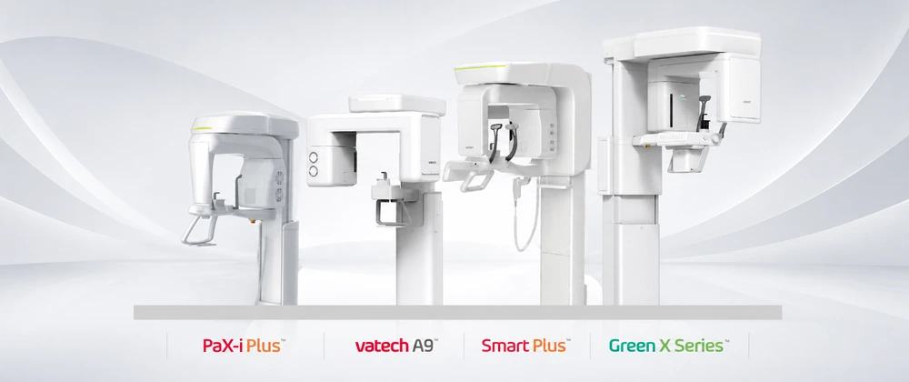 Four VATECH imaging systems side by side: PaX-i Plus, A9, Smart Plus and Green X